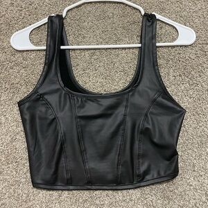 Faux leather cropped tank